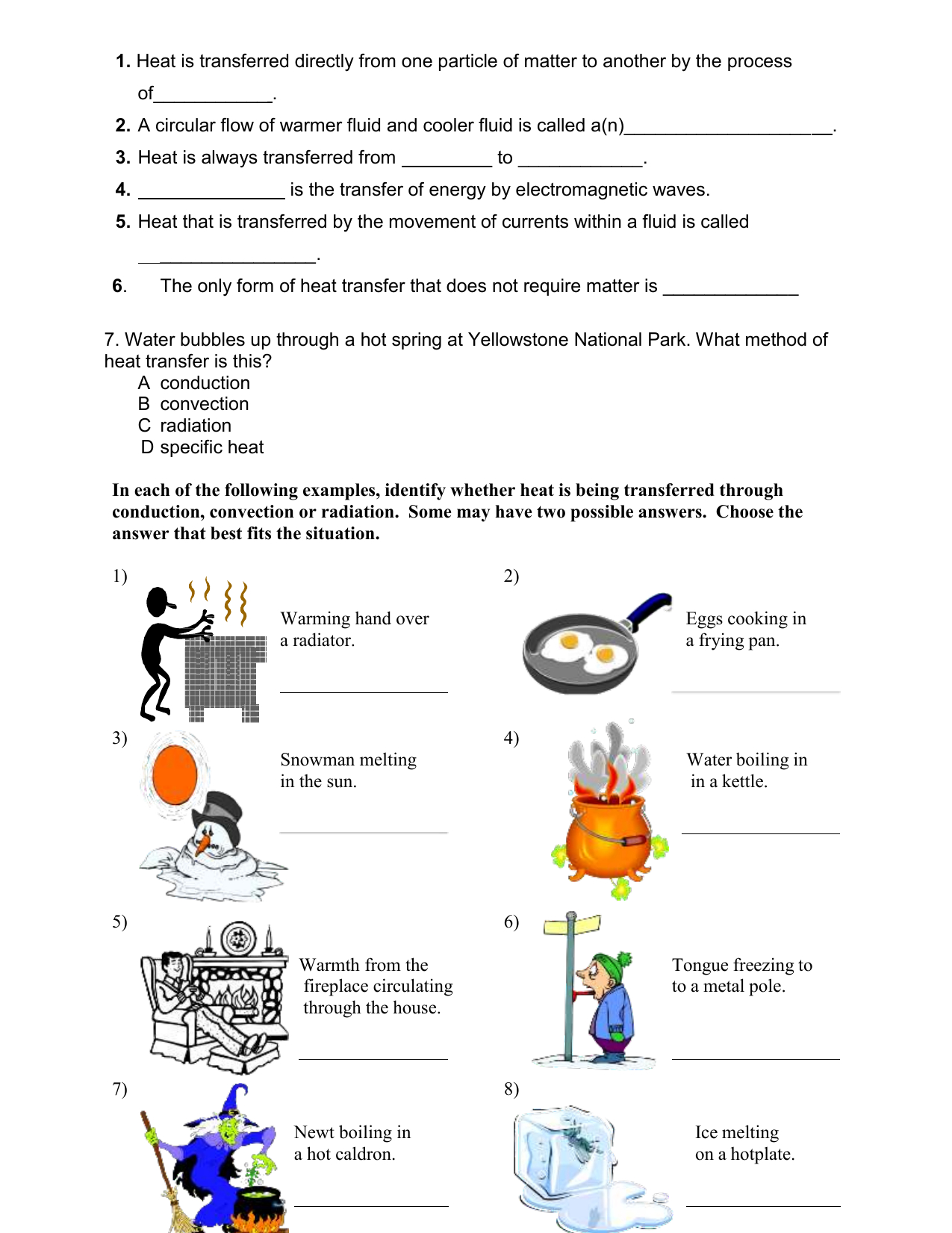 Methods Of Heat Transfer Worksheet