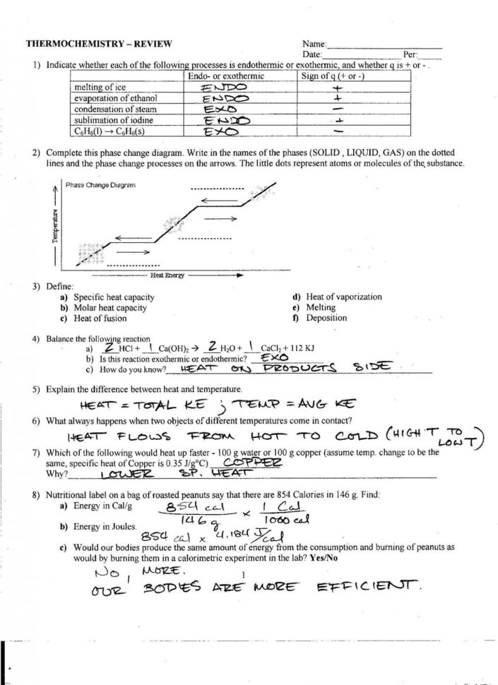 Heating Cooling Curve Worksheet Answers