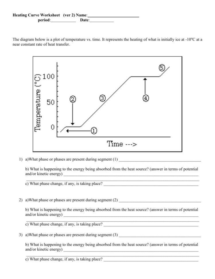 Heating Curve Worksheet  Yooob