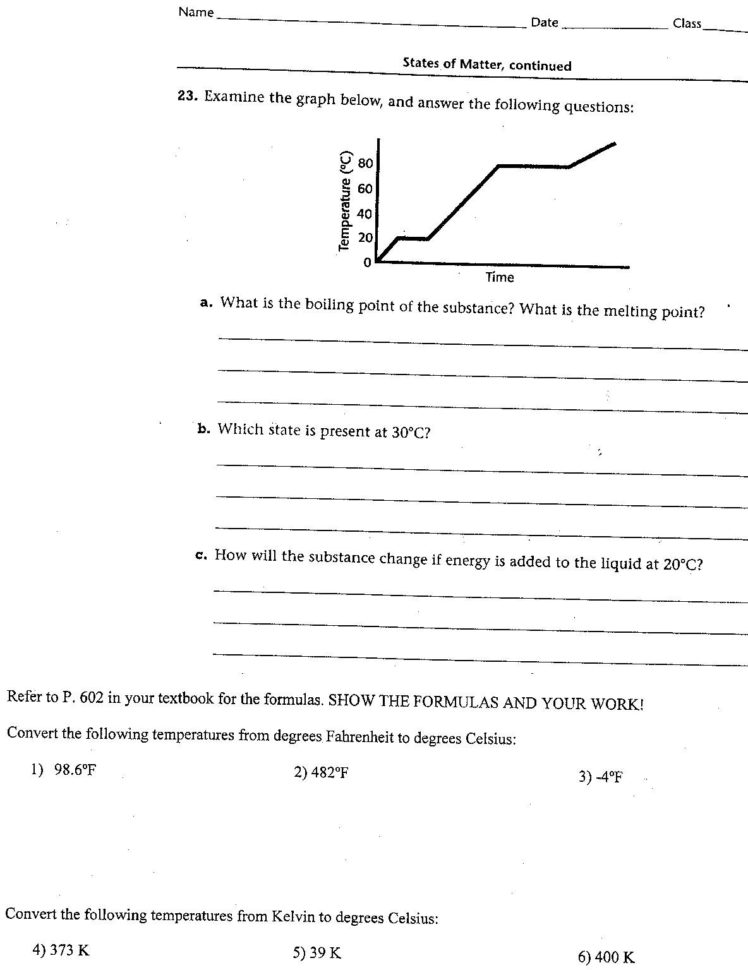 Heating And Cooling Curves Worksheet