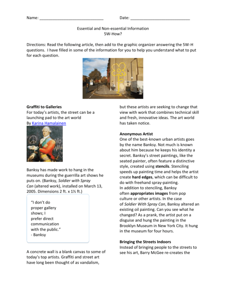 Helpful Worksheet