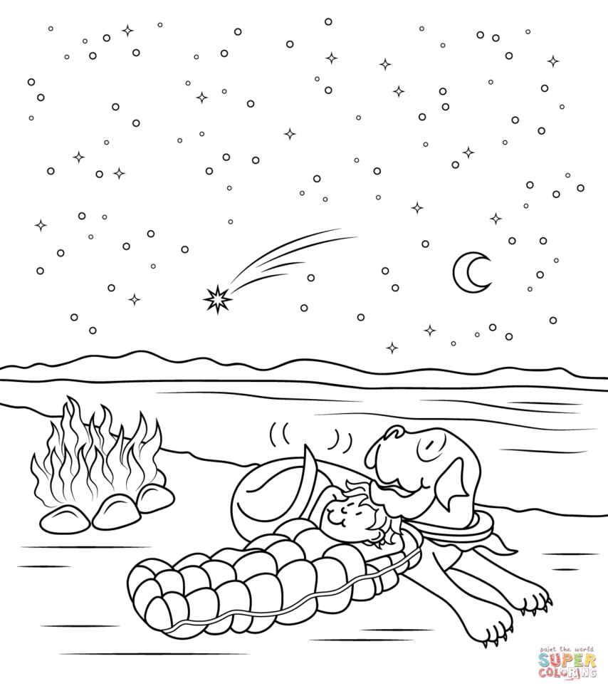 Henry And Mudge Under Ther Yellow Moon Coloring Page  Free