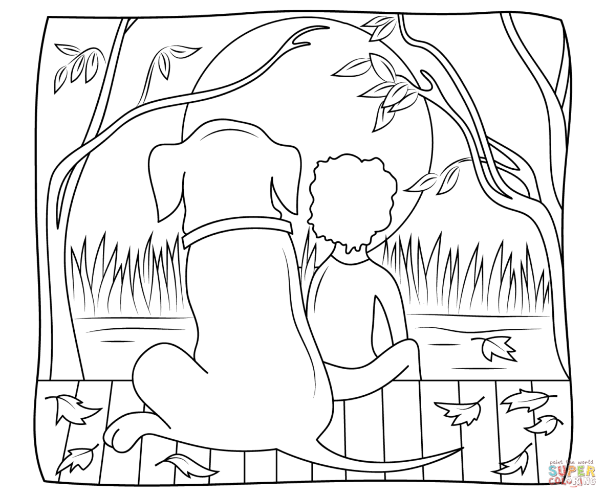 Henry And Mudge Under Ther Yellow Moon Coloring Page  Free
