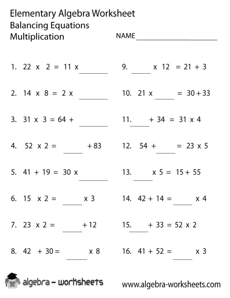 High School Algebra Worksheets With Answers