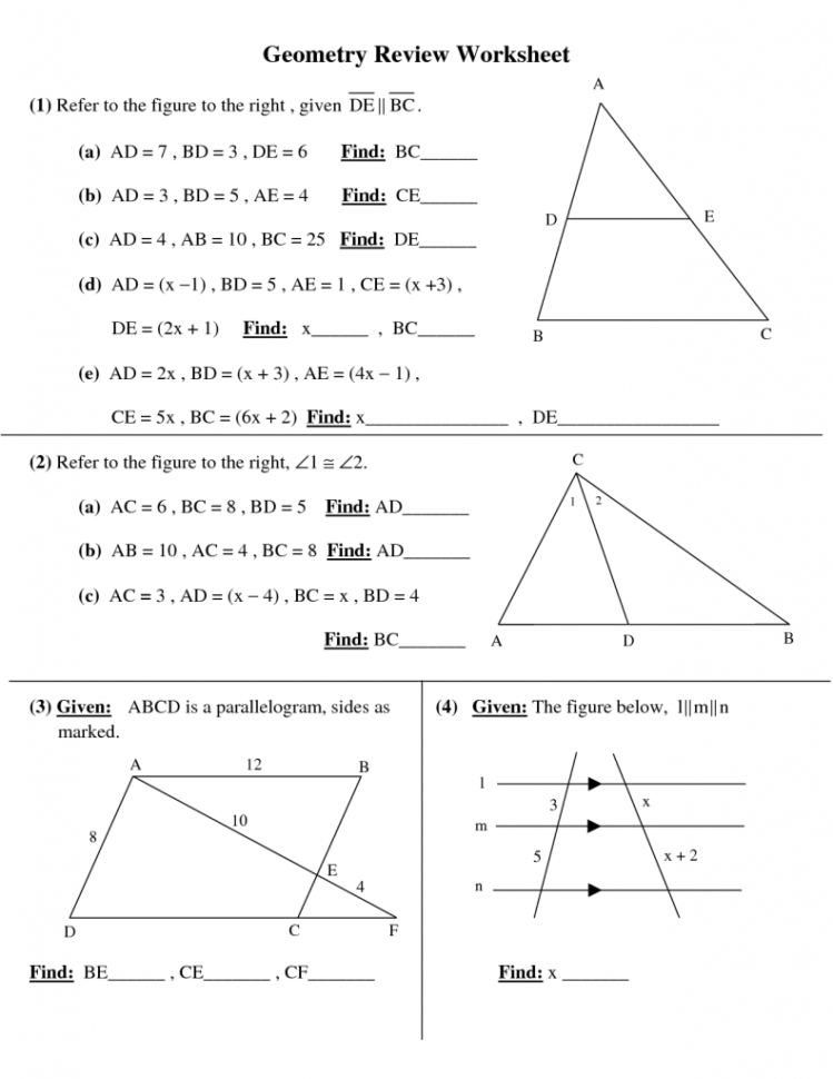 High School Geometry Worksheets – Printable