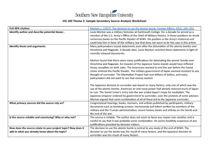 Document Analysis Worksheet