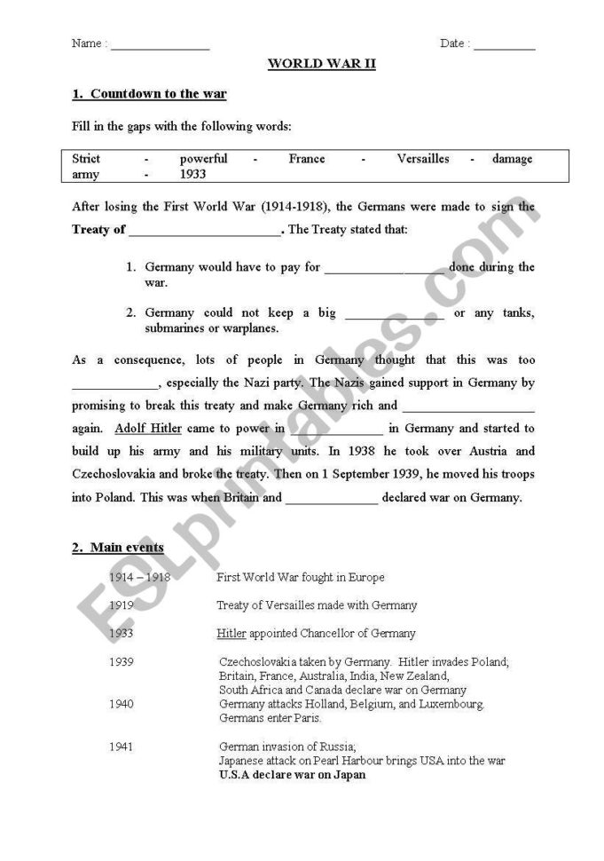 History World R Ii  Esl Worksheetmpmanche