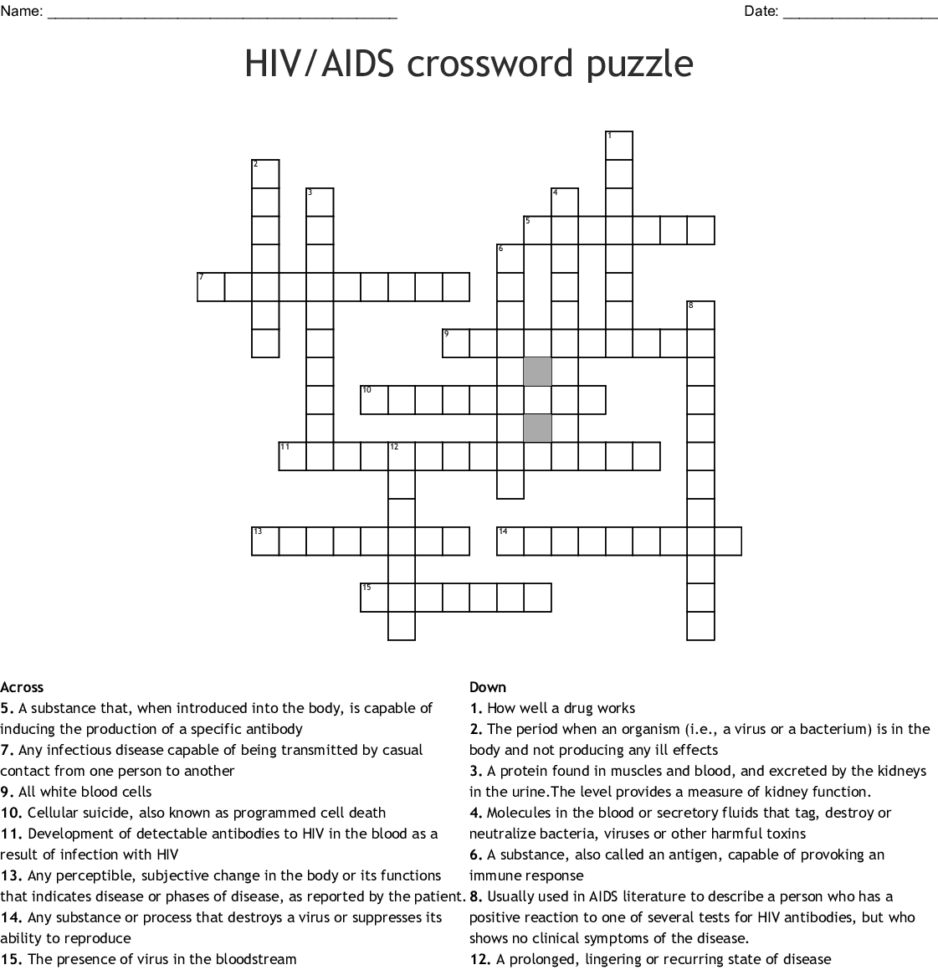 Hivaids Crossword Puzzle  Word