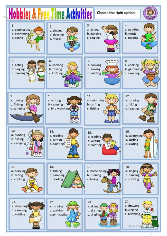 Hobbies And Free Time Activities  English Esl Worksheets