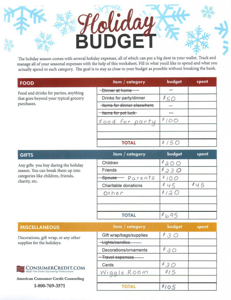 Holidaybudgetingworksheet  Talking Cents
