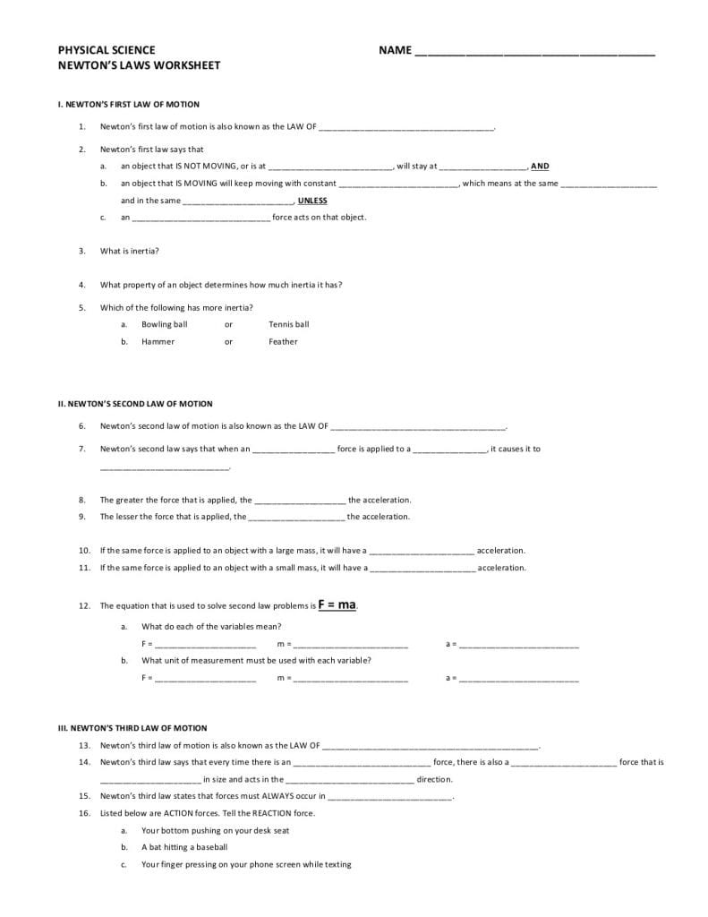 Physical Science Worksheets — db-excel.com