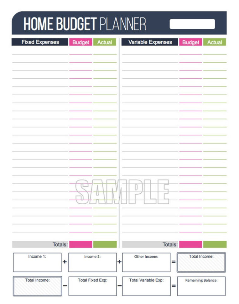 Home Budget Planner  Worksheet  Fillable  Personal Finance Organizing  Printables  Household Binder  Instant Download