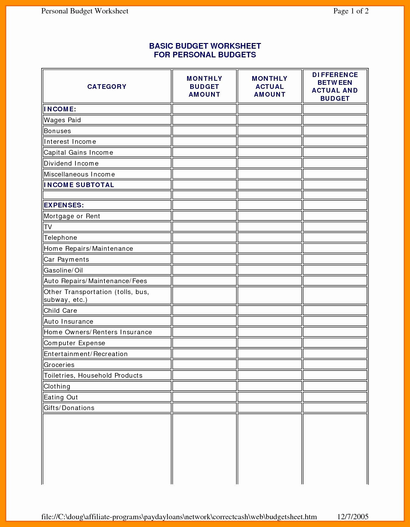 Home Daycare Income And Expense Worksheet