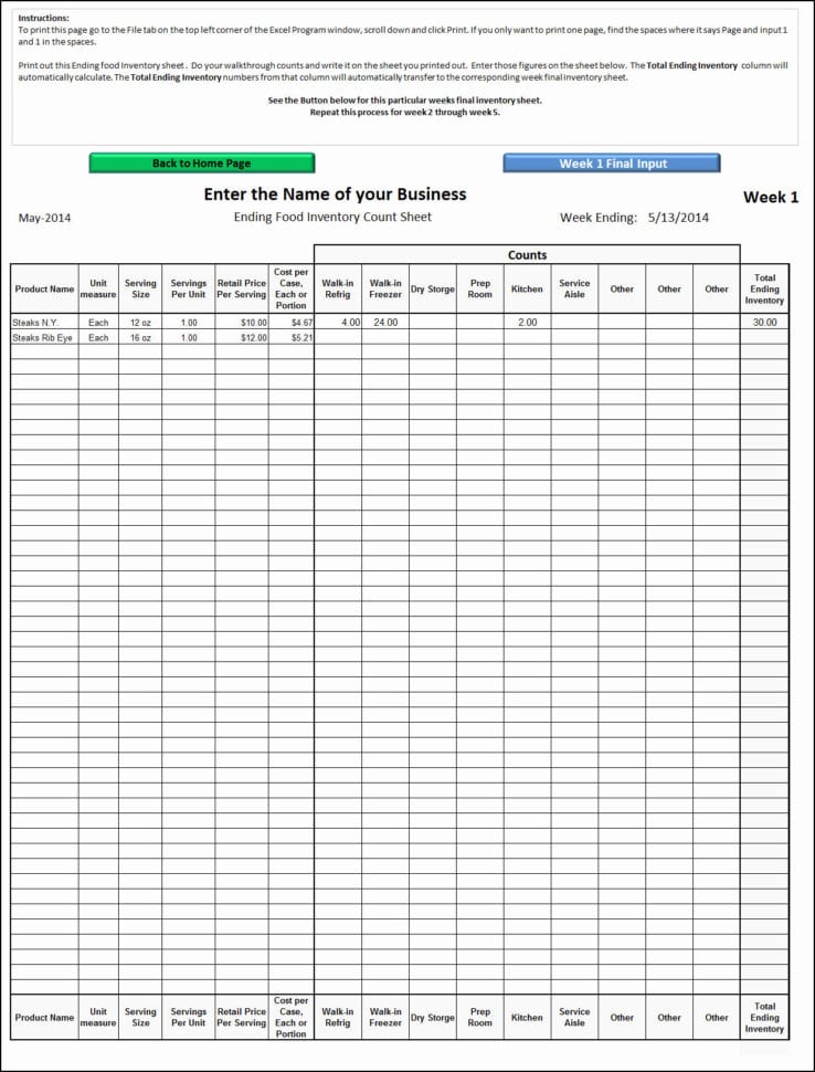 Home Inventory Spreadsheet