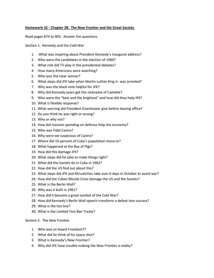 Homework 32  Chapter 28 The New Frontier And Read Pages