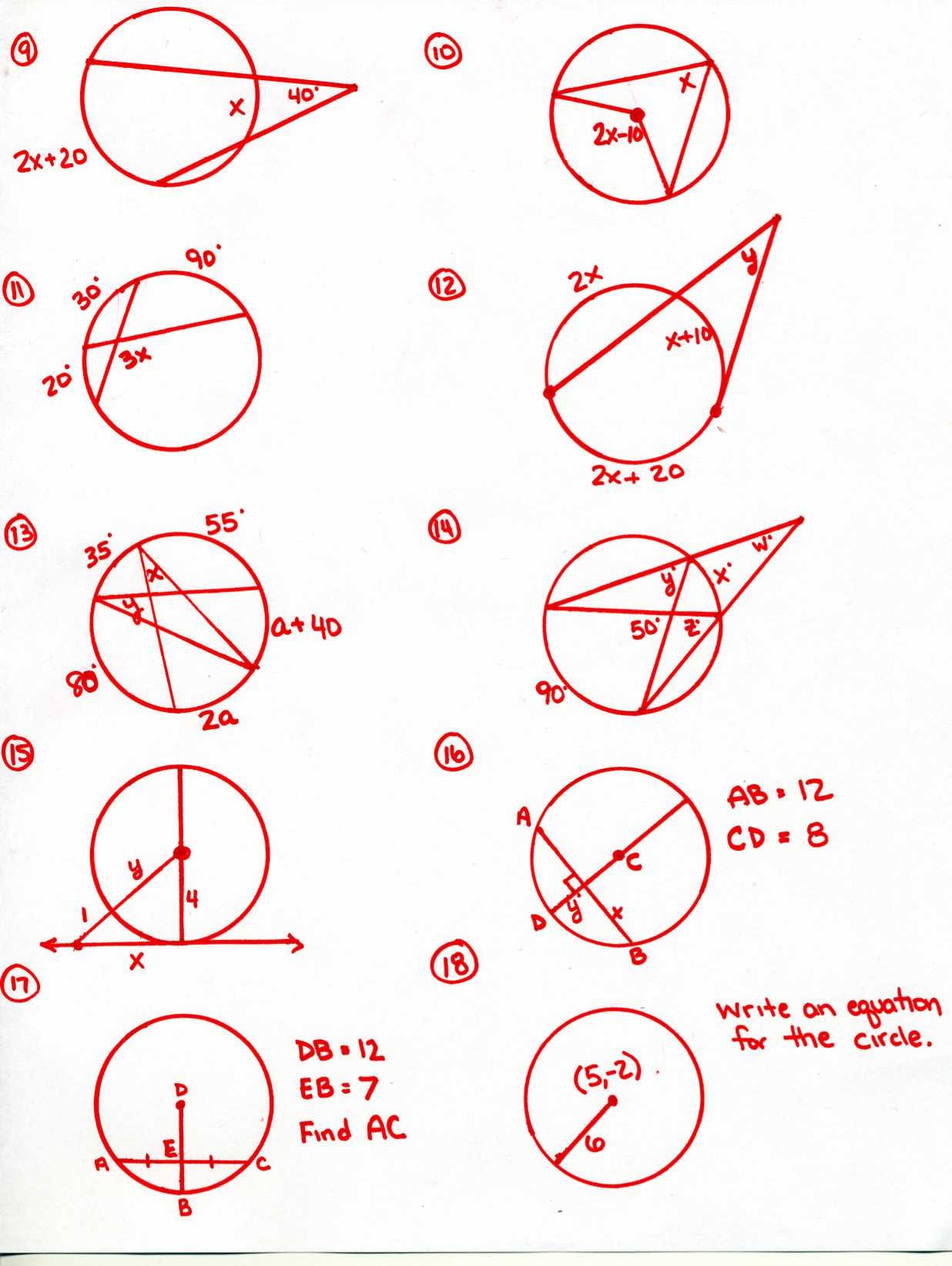 Circles Worksheet Day 2 Answers Db excel