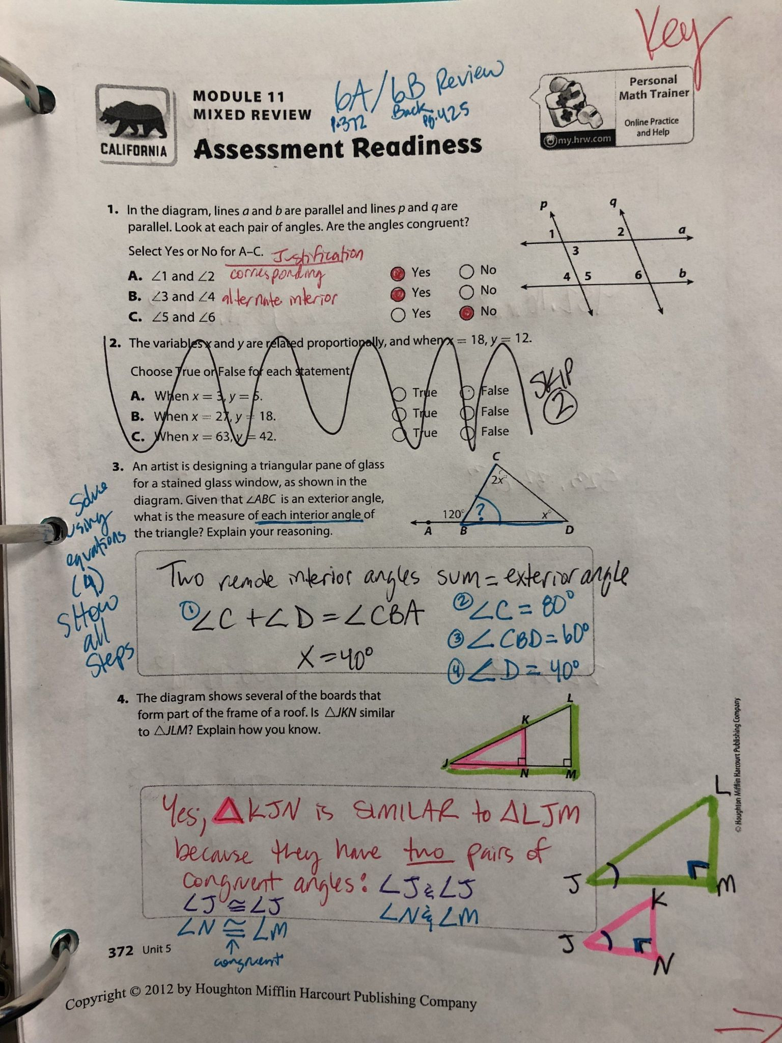 Houghton Mifflin Harcourt Publishing Company Math Worksheet Answers 