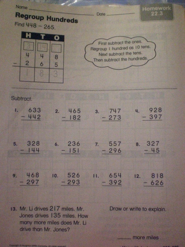 Houghton Mifflin Math Worksheets Grade 3
