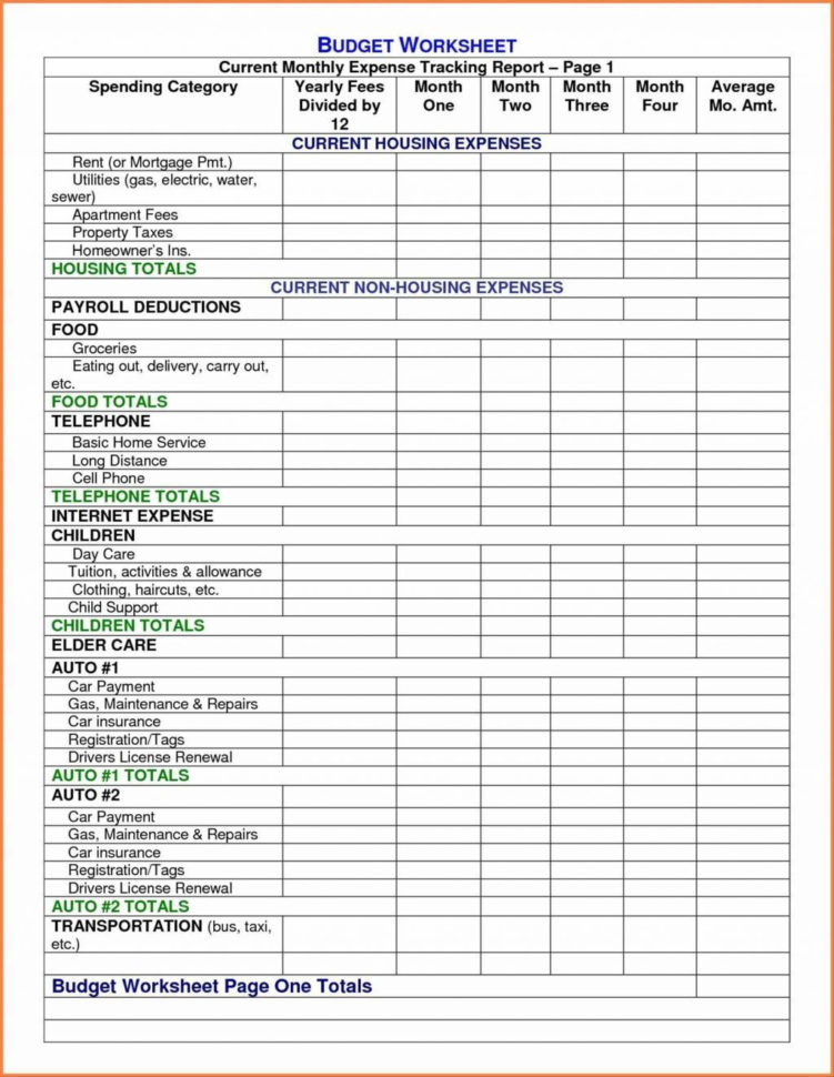 Household Budget  Excel Home Worksheet Free Renovation
