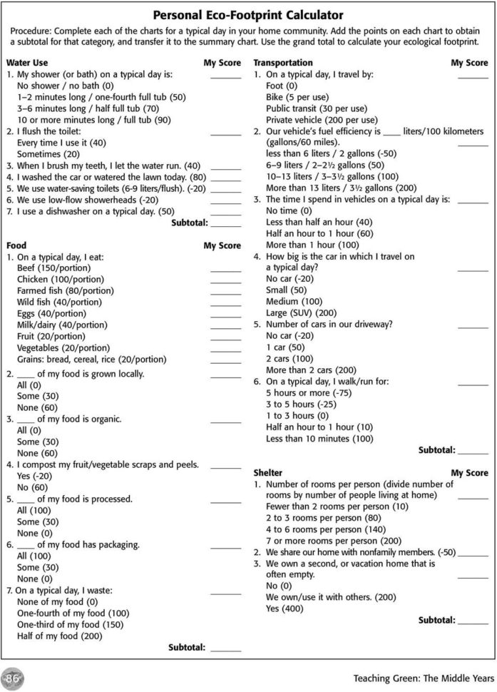 How Big Is My Ecological Footprint  Pdf