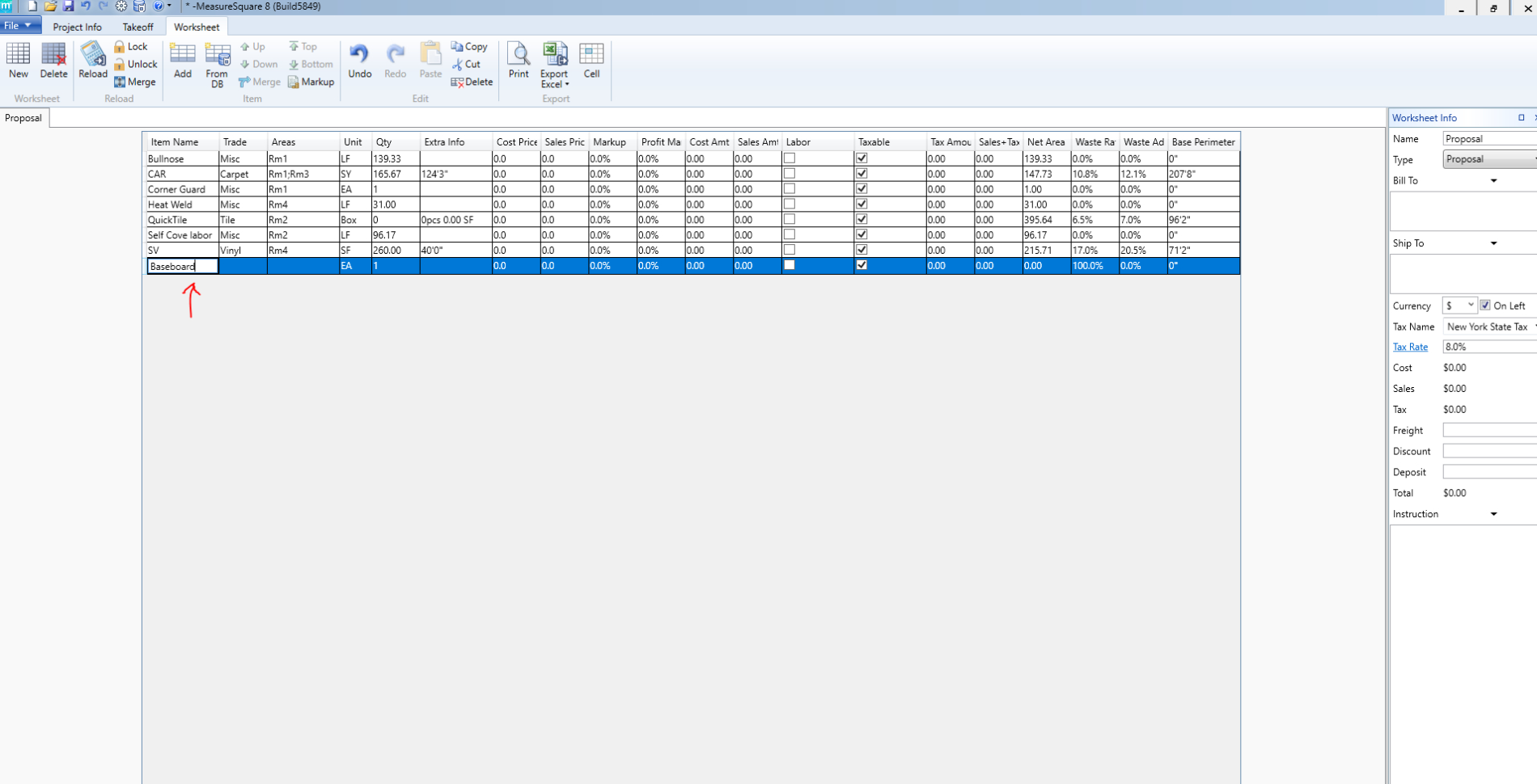 How Can I Add Items To A Project Worksheet From Scratch