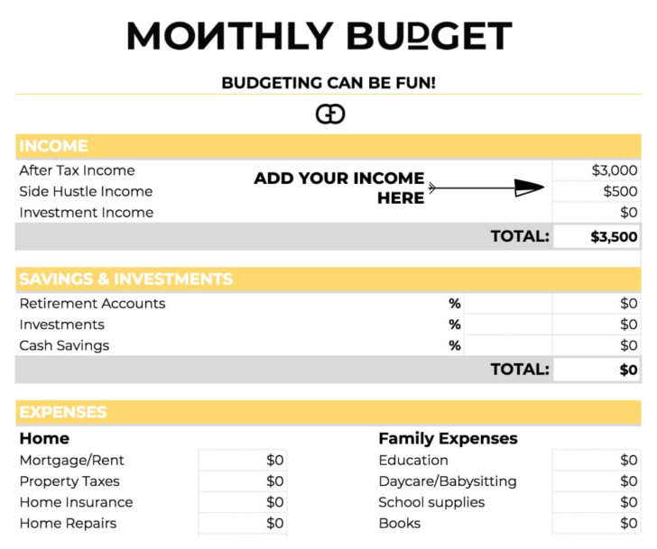 Budget For Teenager Worksheet
