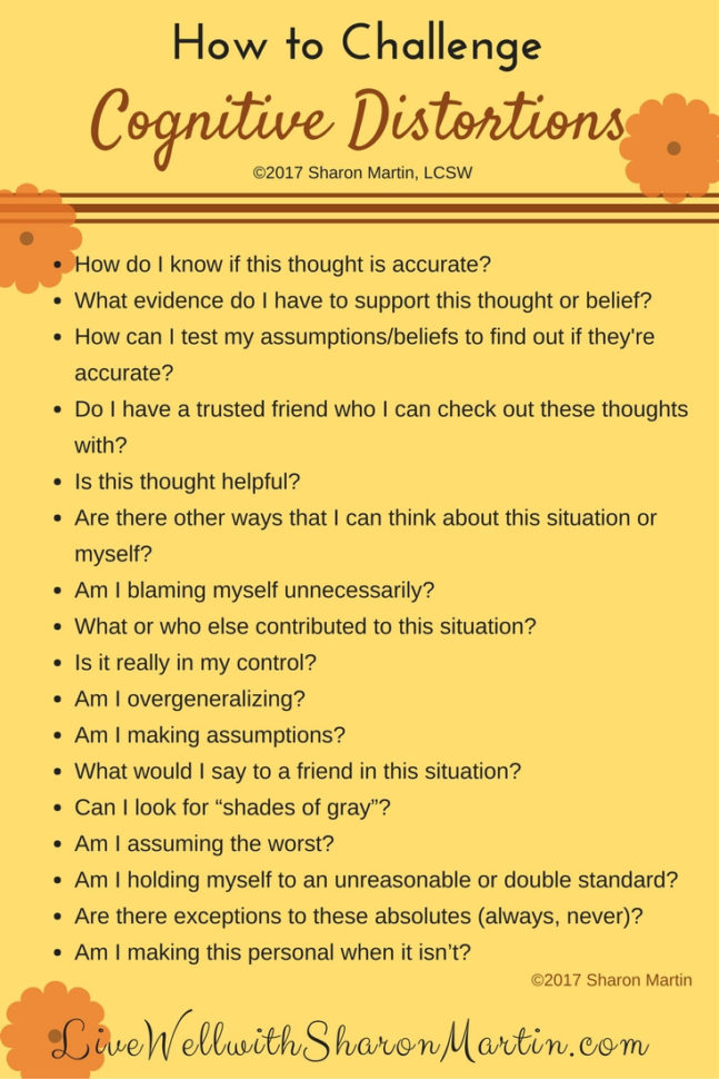 How To Challenge Cognitive Distortions  Live Well With