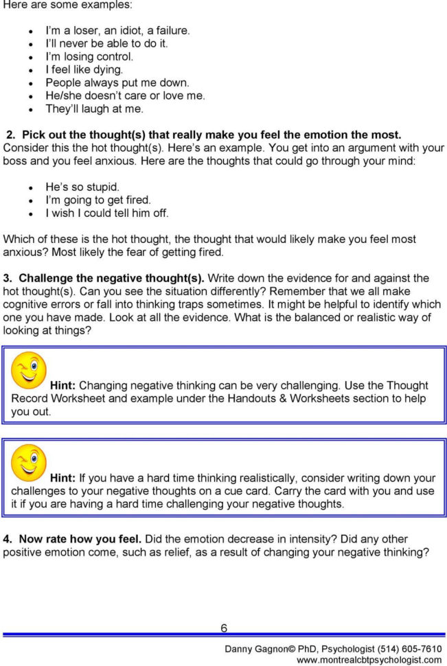 Challenging Negative Thoughts Worksheet — db-excel.com