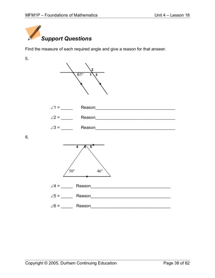 Find The Missing Angle Measure Worksheet