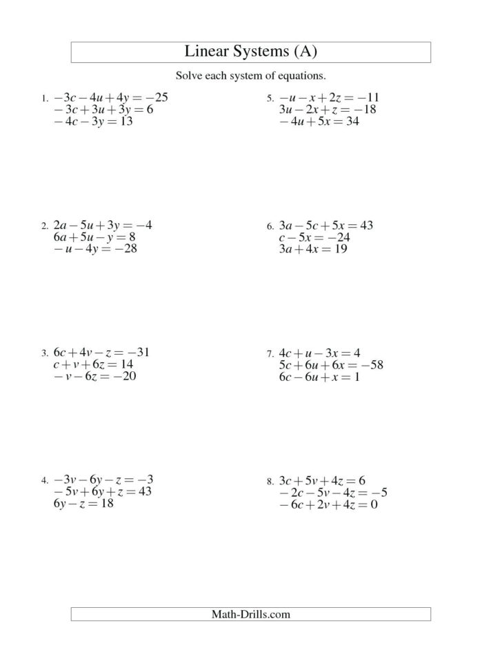Solving Systems Of Equations By Graphing Worksheet