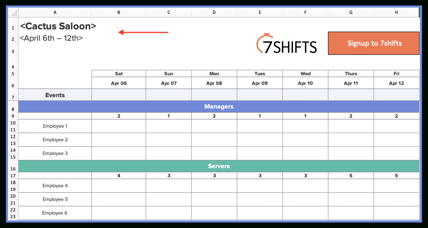 How To Make A Restaurant Work Schedule With Free Excel