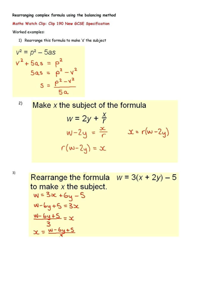 How To Rearrange Equations Math Math Problems Involving