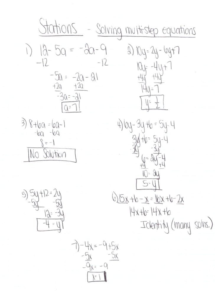Solving Equations With Variables Worksheets Solving Equations With Variables Worksheets