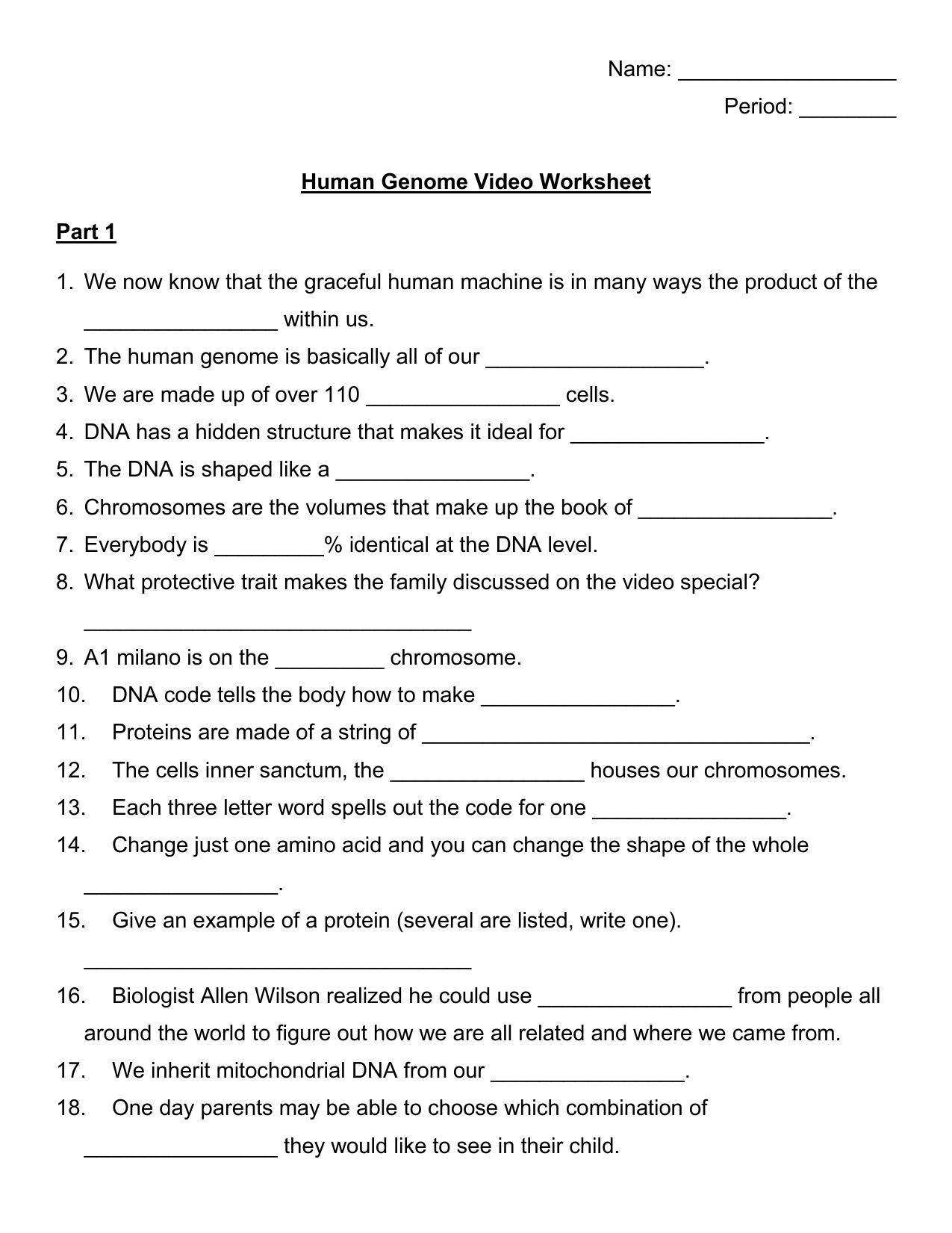 Human Genome Video Worksheet Answers Db excel