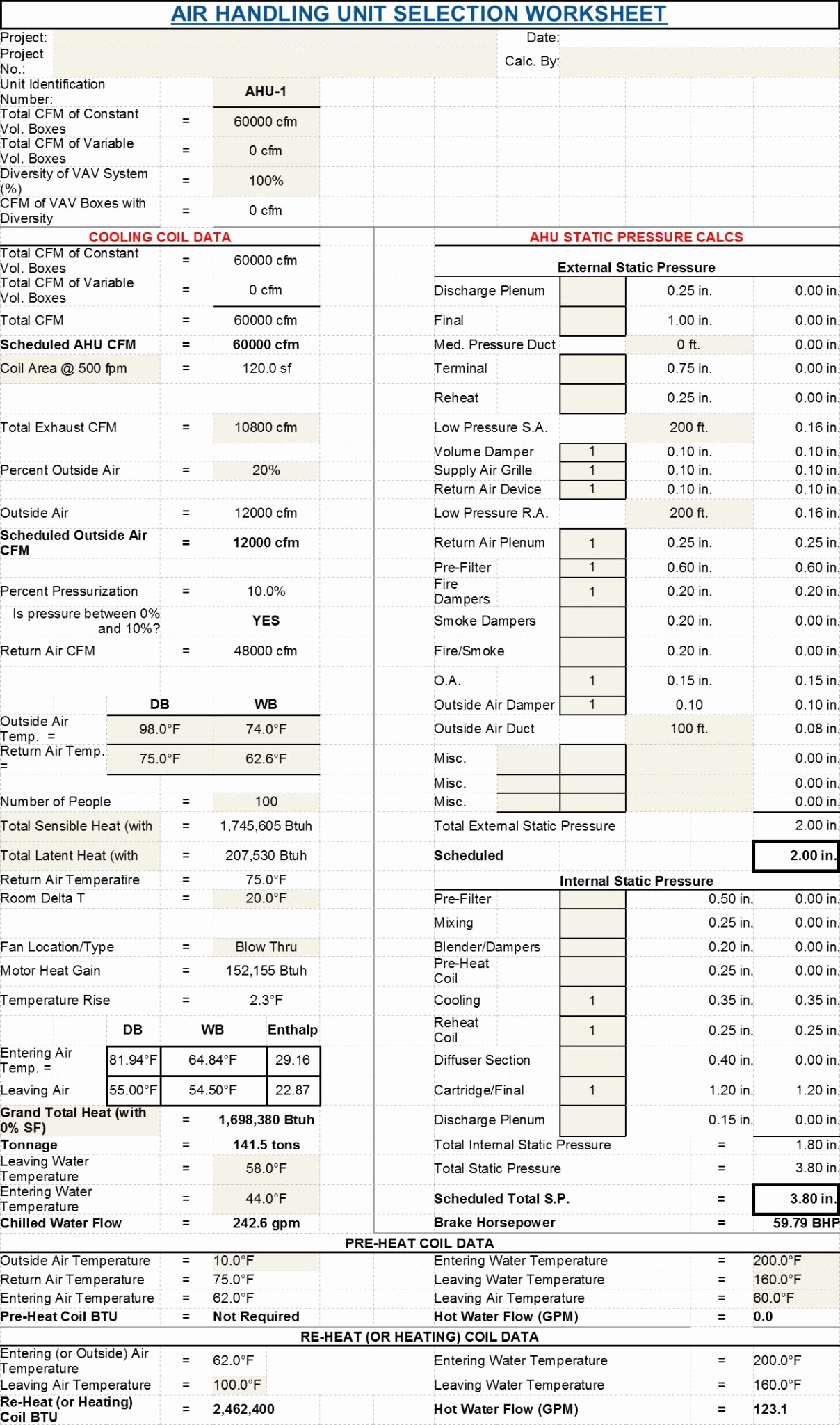 Hvac Load Calculation Worksheet