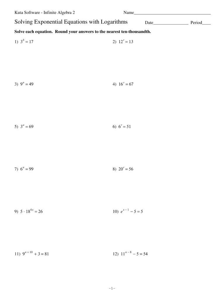 Solving Exponential Equations Worksheet With Answers — db-excel.com