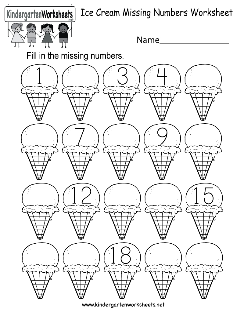 Ice Cream Missing Numbers 120 Worksheet For Kindergarten