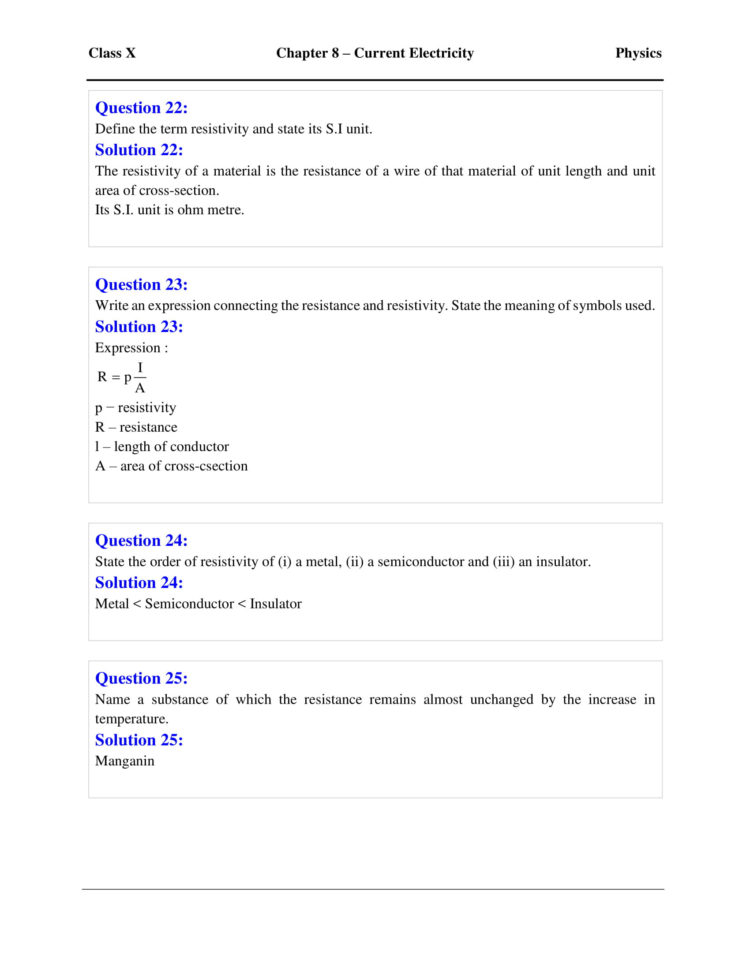 Icse Solutions Class 10 Physics Chapter 8 Current