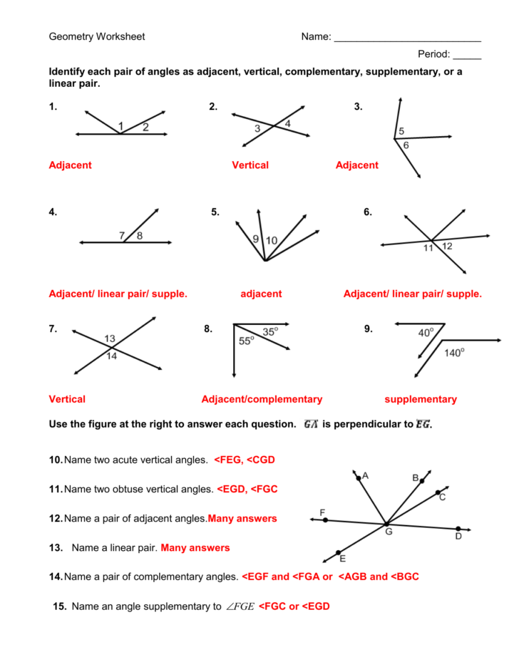 Identify Each Pair Of Angles As Adjacent Vertical — db-excel.com