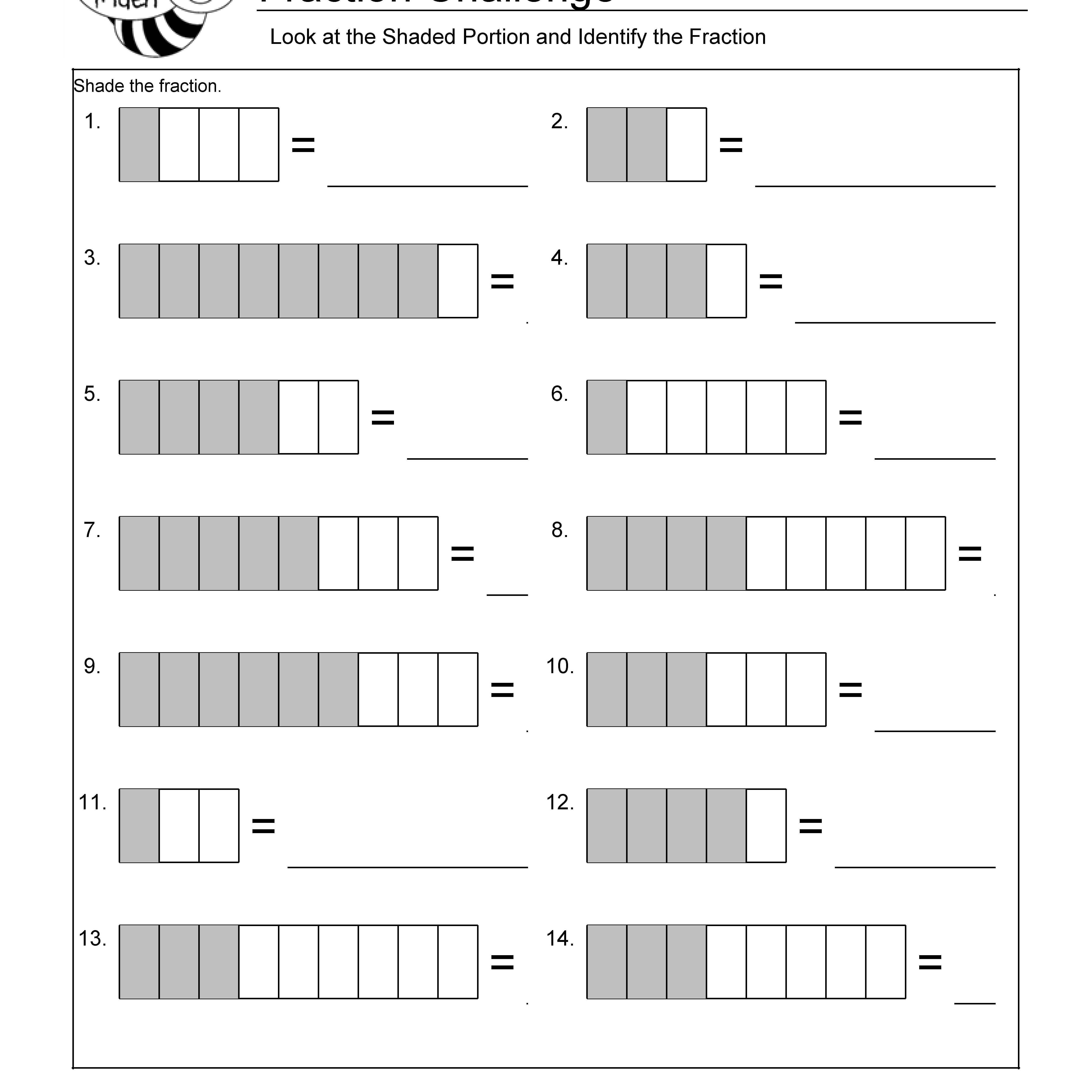 Identify The Fraction Worksheet 1 Of 10