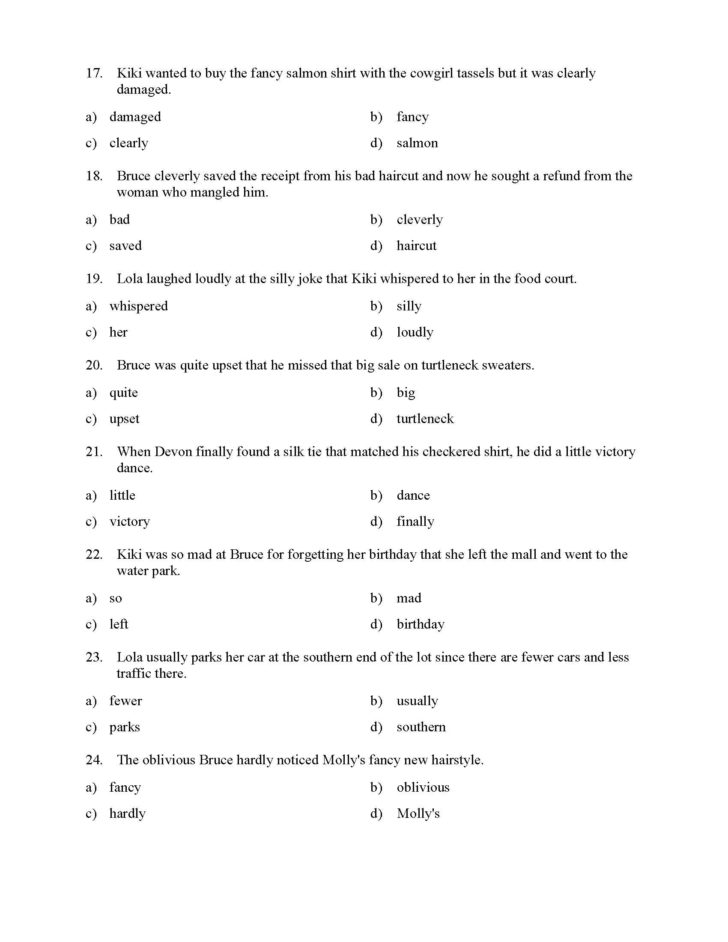 Working With Adverbs Worksheet