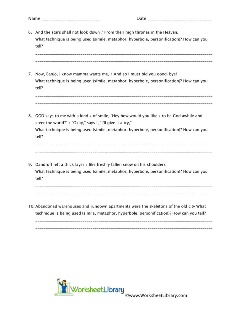 figurative language worksheet 1 db excelcom