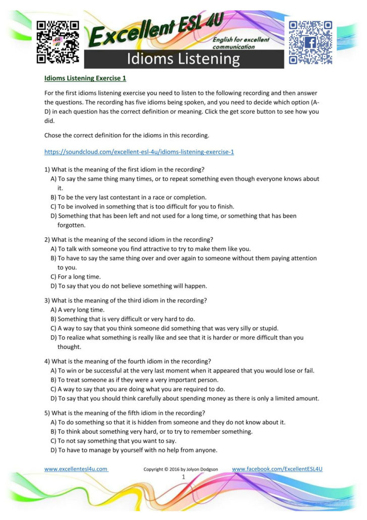 Listening Activity Worksheets Listening Activity Worksheets