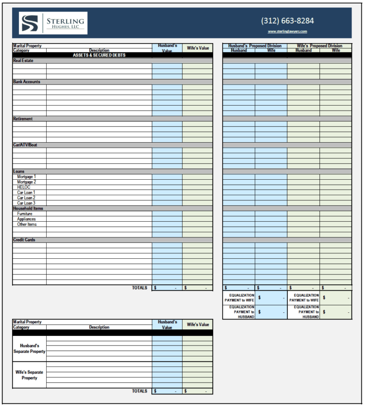 Divorce Splitting Assets Worksheet — db-excel.com