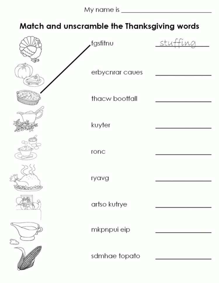 Impressive Kindergarten Thanksgiving Worksheets Worksheet