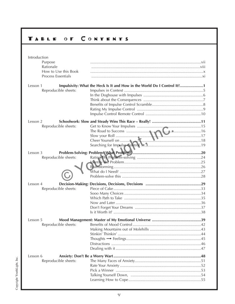Impulse Control Activities  Worksheets For Middle School Students With Cd Tonia Caselman And Joshua Cantwell