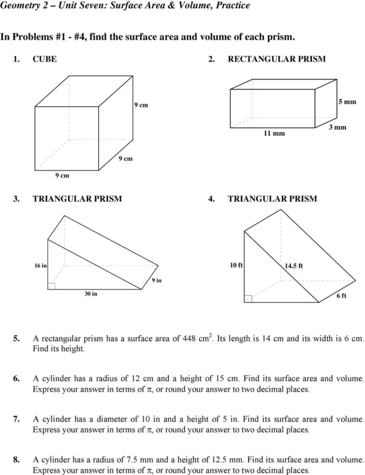 In Problems 1  4 Find The Surface Area And Volume Of