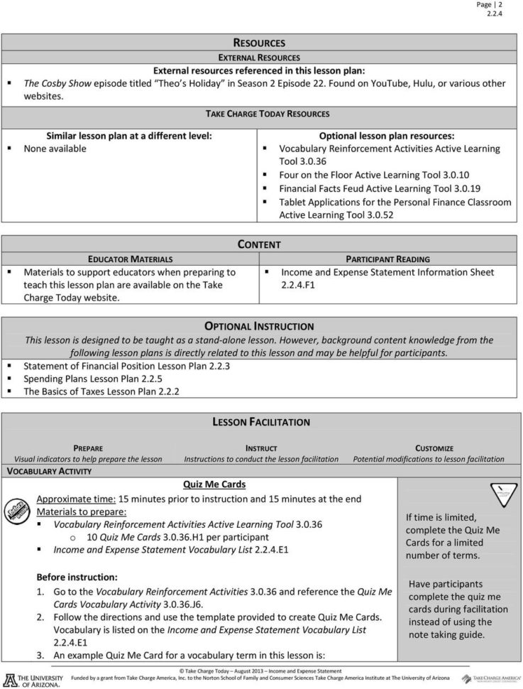 Income And Expense Statement  Pdf