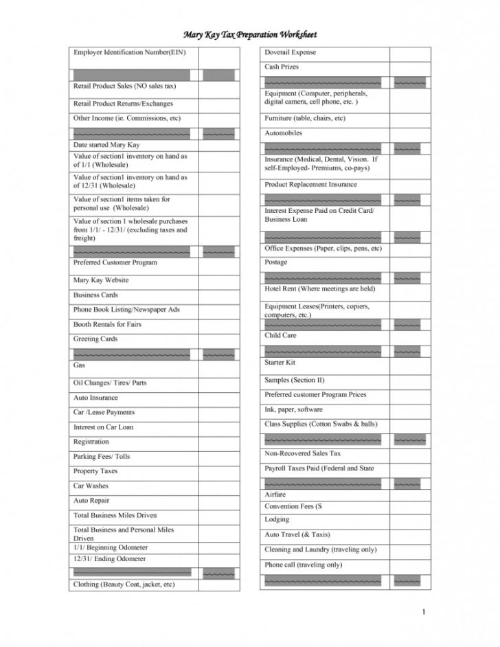 Free Printable Tax Worksheets