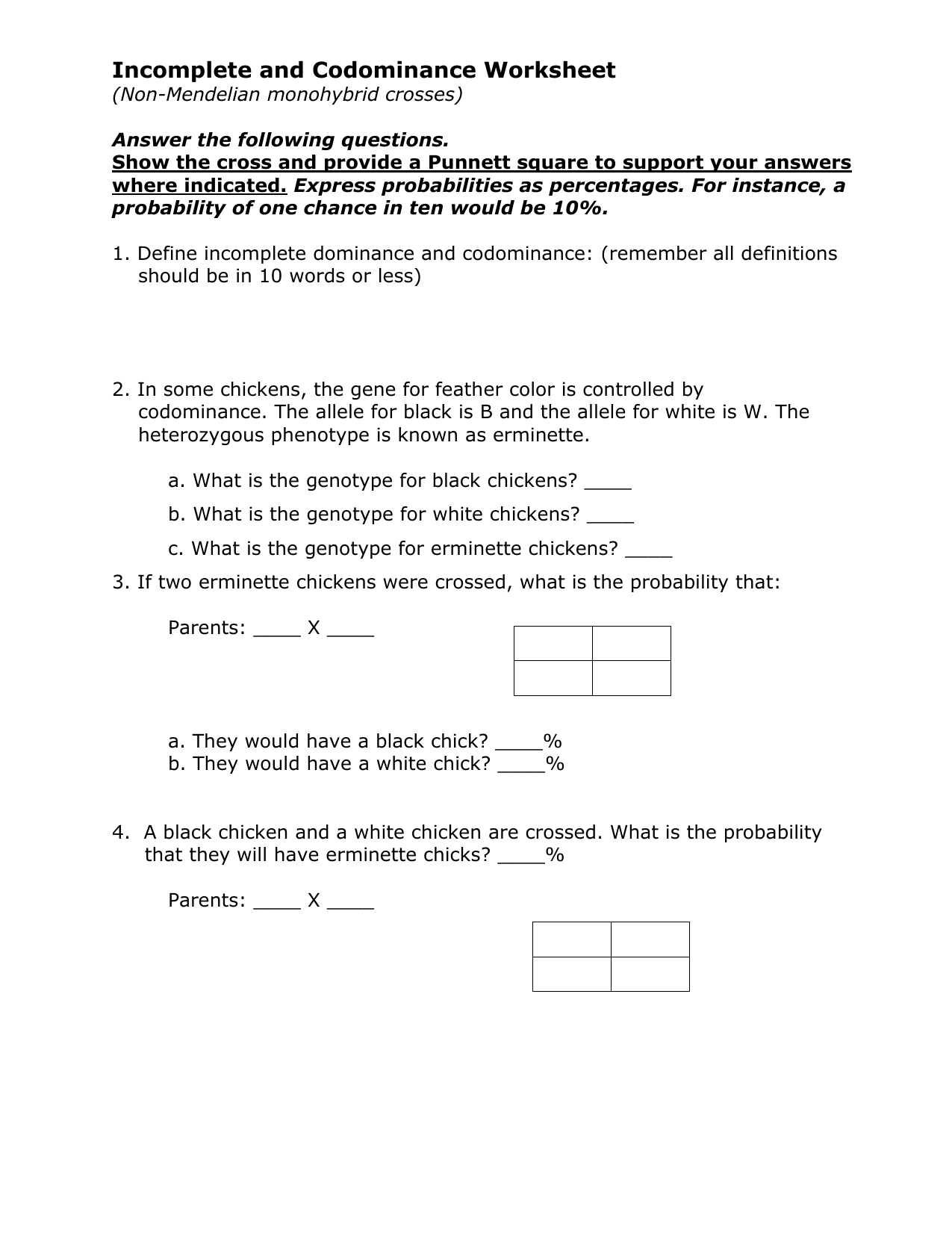 Incomplete And Codominance Worksheet Db excel